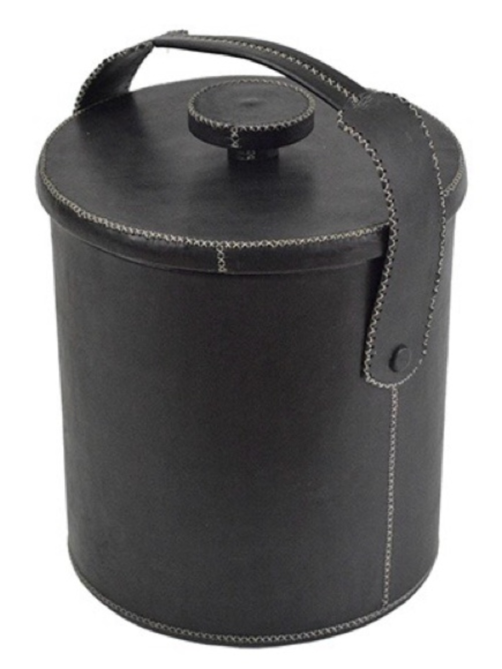 NWT Sol & Luna Black Leather Ice Bucket PN925 Cream Stitching